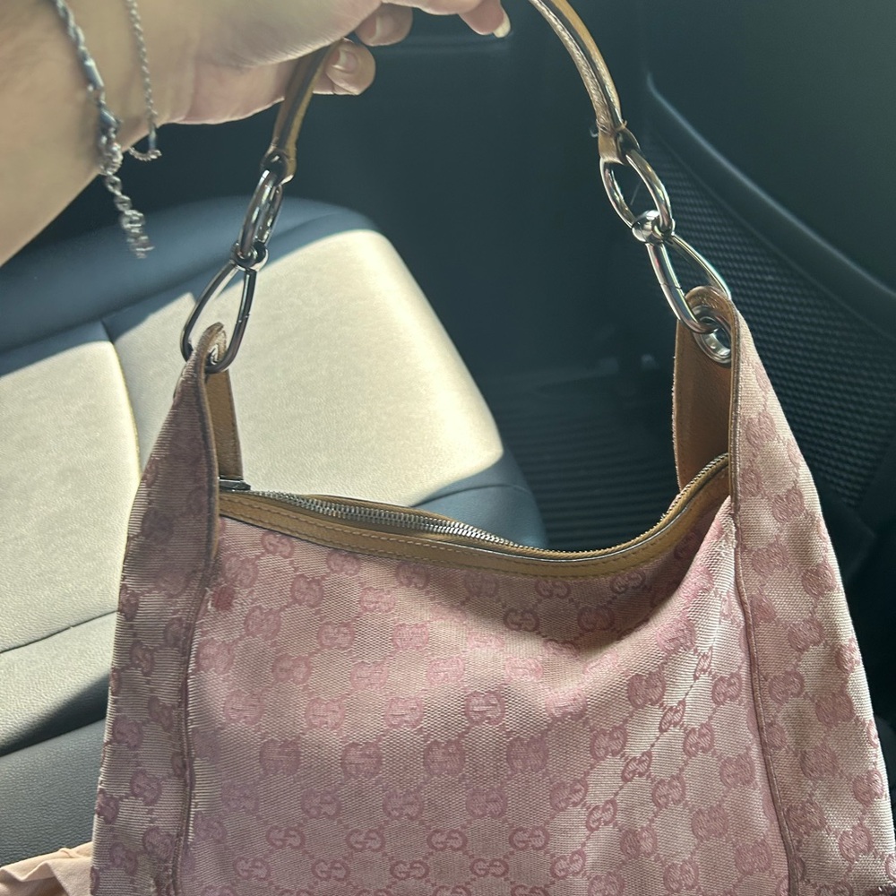 Gucci Pink Medium Horsebit Monogram Bag Purse